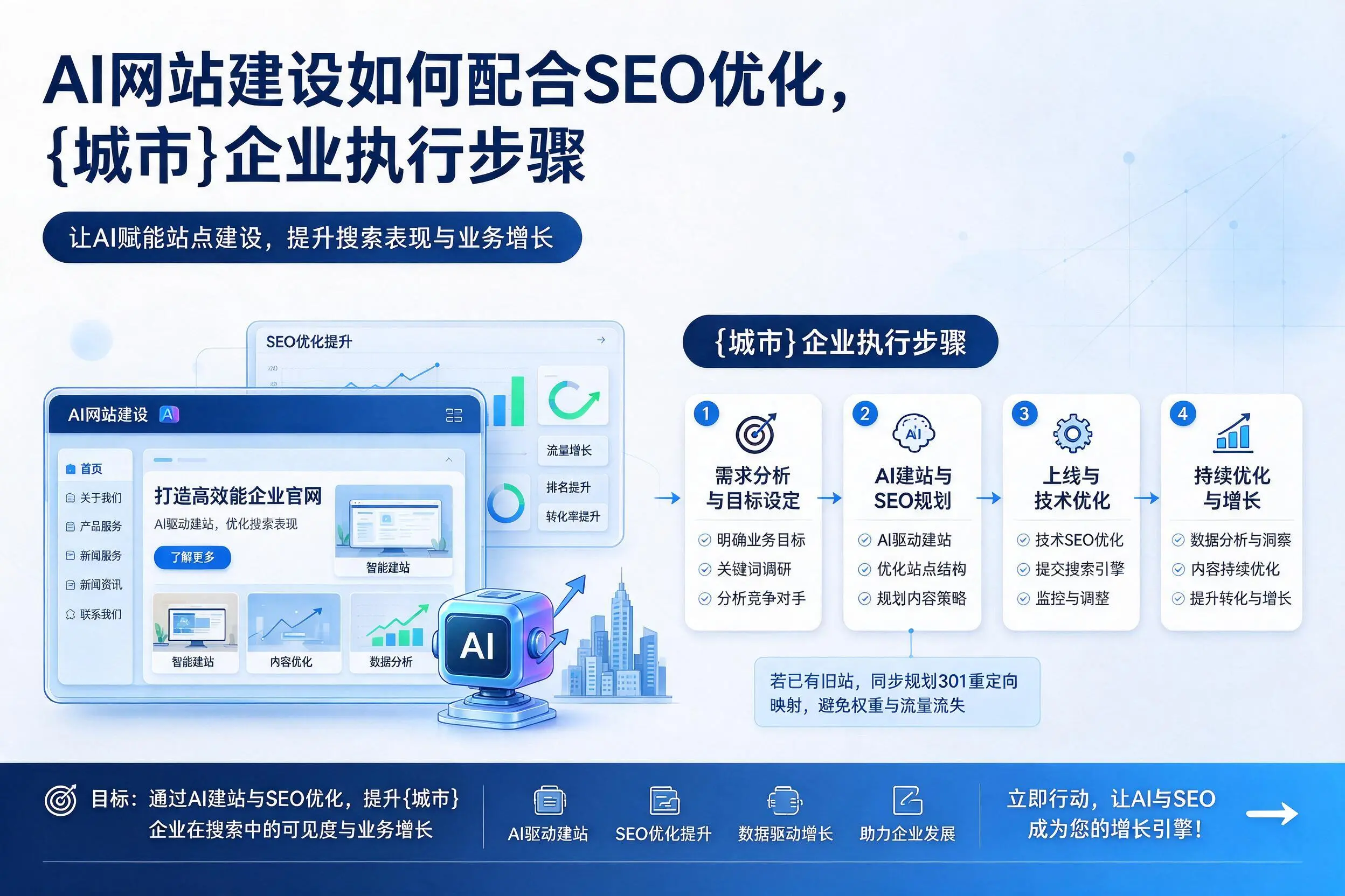 AI网站建设如何配合SEO优化，阿克苏企业执行步骤