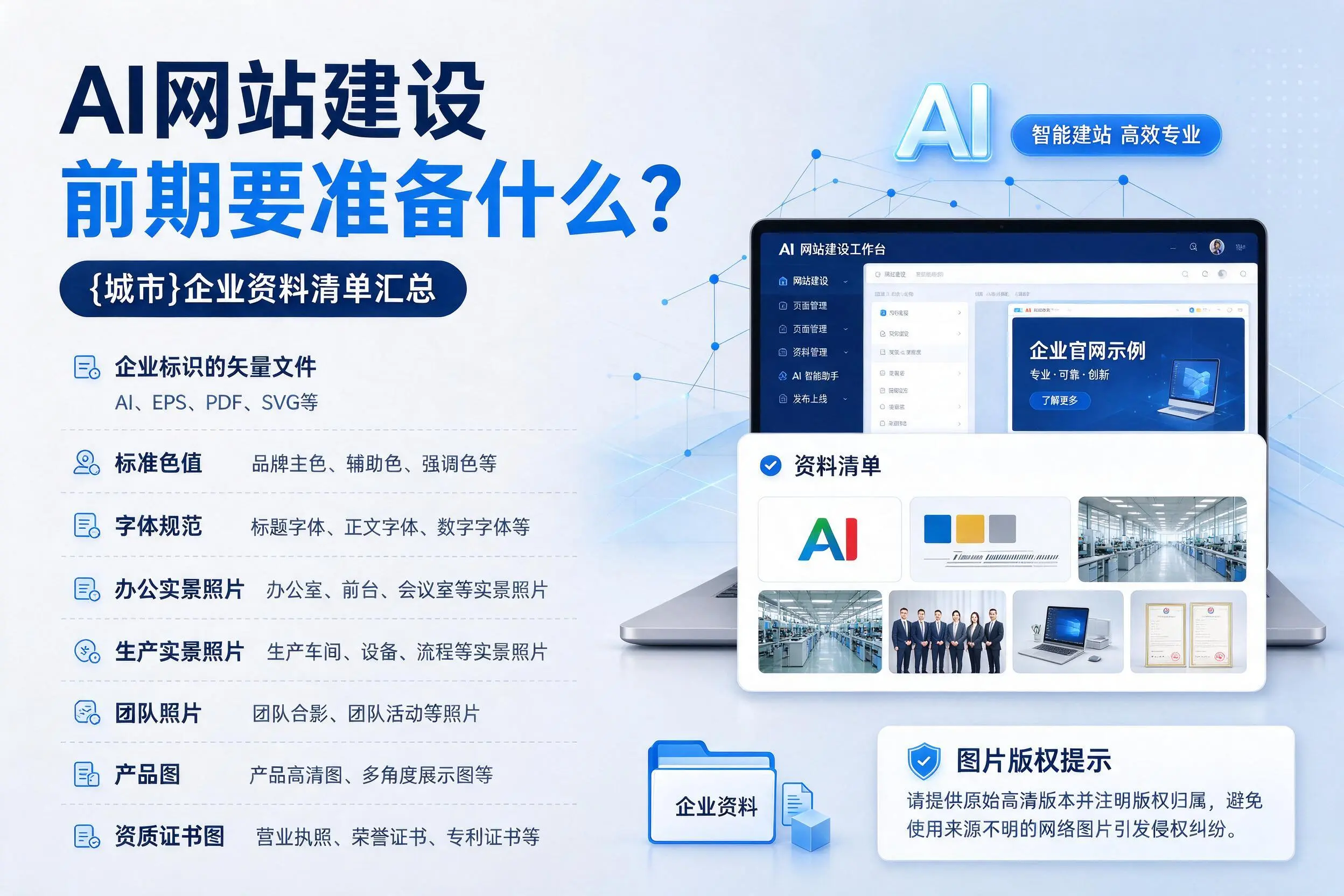 AI网站建设前期要准备什么？阿克苏企业资料清单汇总
